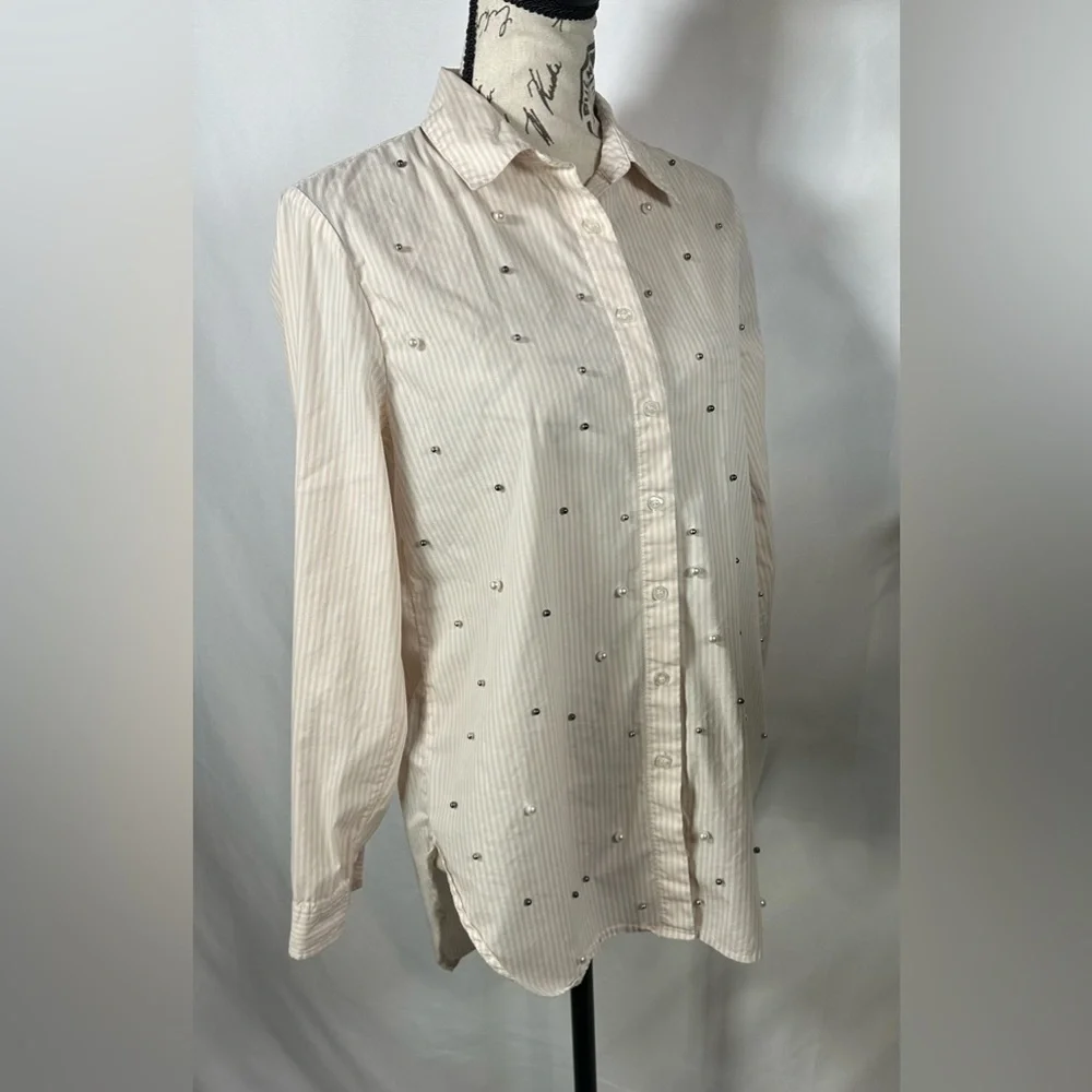 Calvin Klein Women's Button Down Shirt - Cream